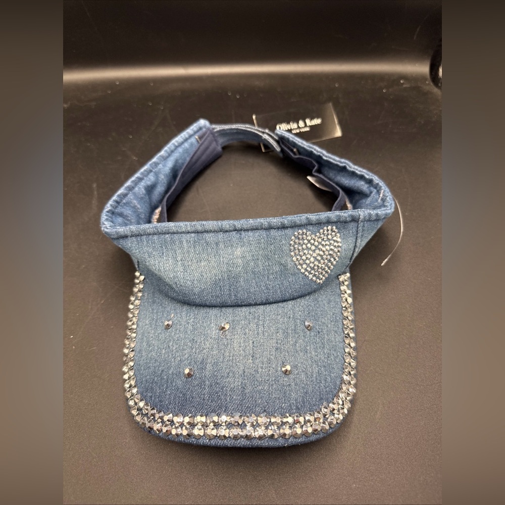 NEW w/ TAGS Olivia & Kate "Love" Denim with Studs Golfers Visor Hat
